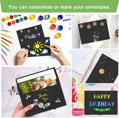 70 Packs A4 Envelope, Black A4 Envelopes, 4x6 Photo Envelopes for Invitations, Envelopes Self Seal for Weddings, Baby Shower, Photos, Postcards, Greeting Cards, Mailing - Image 6