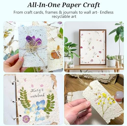 Aboofx Paper Making Kit, A4 A5 A6 A7 Size Paper Making Screen Frame Kit, Wooden Mold and Deckle with Mesh, Absorbent Papers, Sponge and Confetti,DIY Handmade Papermaking Supplies Gift for Craft Lover - Image 2
