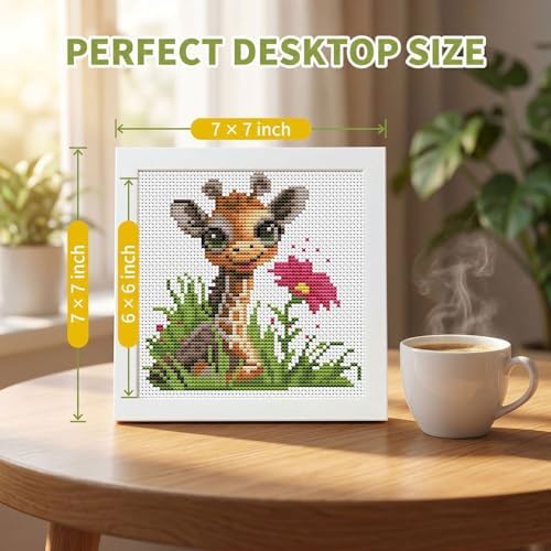 Cute Giraffe Stamped Cross Stitch Kits for Beginners Adults with Framed - Image 3