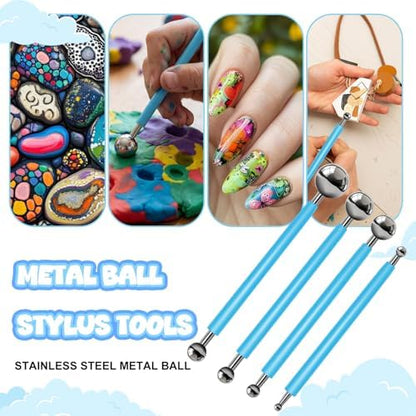 18 Pcs Dotting Tools Silicone Clay Sculpting Tool Ceramic Clay Ball Stylus Pottery Embossing Tool for Rock Modeling Blending, Drawing - Image 4