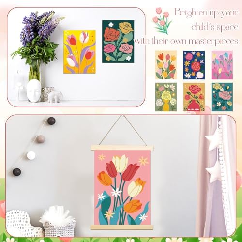 Gueevin 10 Pack Paint by Numbers Kit for Adults Flowers Paint by Number DIY Acrylic Painting Canvas Without Frame, Brushes Simple Oil Painting for Home Wall Decor Gifts 12 x 16 Inch(Bloom Style) - Image 5