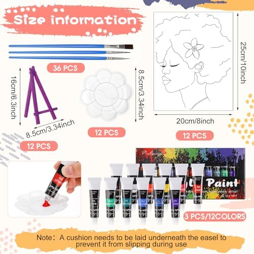 Sherr 108 Pcs Lady Sip and Paint Kit, Pre Drawn Canvas for Adults - Image 2