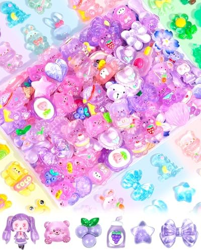 FIVEIZERO 100PCS Cute Slime Charms, Kawaii Flatback Resin Charms by FIVEIZERO