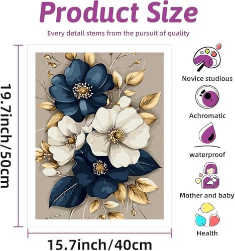 DYAIANGMU Flower Paint by Numbers Kit for Adults Beginners 19.6X15.7 inch - Image 2