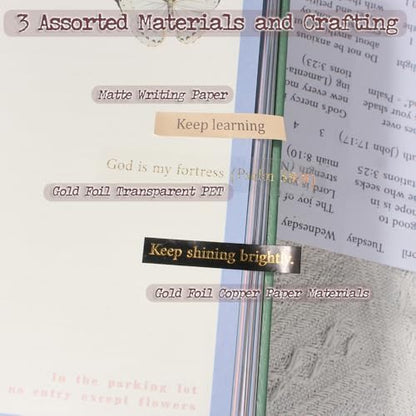 48 Sheets Quote Words and Sayings with Bible Verses Journaling Stickers Books for Junk Journal Supplies, 1692Pcs Gold Foil Transparent PET Stickers for Scrapbooking, Bujo, Card Making - Image 6