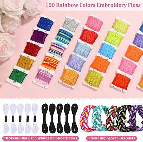 PAXCOO 985Pcs String Bracelet Making Kit, Friendship Bracelet String Kit with 110 Skeins Embroidery Floss Cross Stitch Thread, 830 Beads for Friendship Bracelet Making, 45Pcs Embroidery Tools - Image 3