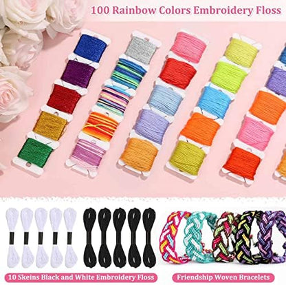 PAXCOO 985Pcs String Bracelet Making Kit, Friendship Bracelet String Kit with 110 Skeins Embroidery Floss Cross Stitch Thread, 830 Beads for Friendship Bracelet Making, 45Pcs Embroidery Tools - Image 3