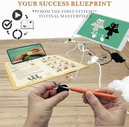 LuNuaFvy Crochet Kit for Beginner Adult/Teen/Kid 9+ - Learn to Crochet Animal Amigurumi Dragon Set with Left/Right-Handed 4hr Video, 3-Format Guides, Gift-Ready Packaging, Soft Yarn & Storage Bag - Image 4