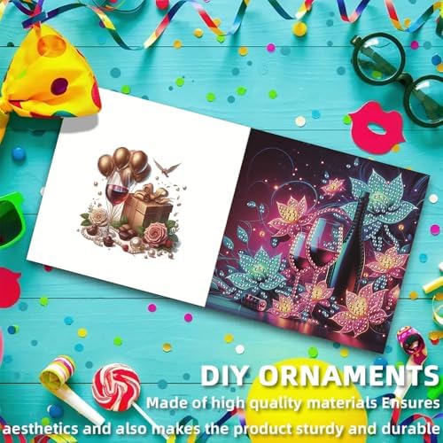 6 Pcs Diamond Painting Greeting Cards Kit Fireworks Party with Envelopes, 5D DIY Special Shaped Rhinestone Art Card Making Kits for Adults, Holiday Blessing Postcards, Creative Craft Gifts - Image 7
