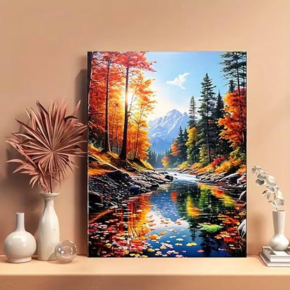 MaiMMaledy Paint by Numbers Kit for Adults Beginners Canvas Pictures with Framed Drawing Painting Acrylic Pigment with Wooden Triangle Easel Colorful Natural Scenery 8Wx12L inch - Image 4