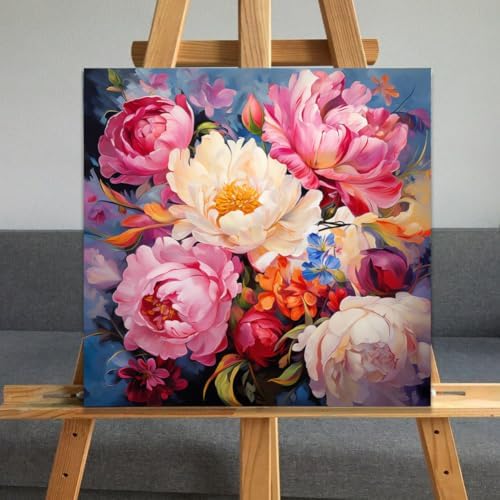JUJUHOOD Peony Flowers Paint by Numbers Kit for Adults Beginner & Kids Ages 8-12,Abstract Flower Paint by Number Without Easel, Acylic Paint by Numbers for Gift Home Wall Decor 10x10Inch - Image 5