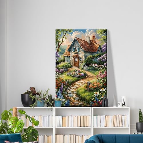 ATDMS House Flowers Paint by Numbers Kits for Adult with Frame, 8x12 Inch - Image 4
