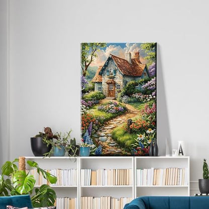 ATDMS House Flowers Paint by Numbers Kits for Adult with Frame, 8x12 Inch - Image 4