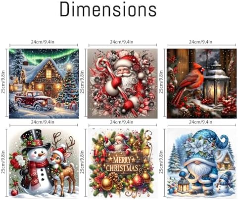 NEGEKFKX 6 Pack Christmas Paint by Numbers Kit for Adults Beginner,Winter Easy Adult Paint by Number Kits on Canvas DIY Painting for Beginners Art by Numbers for Home Wall Decor 10x10 Inch - Image 4