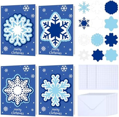 Dispowreath 24 Pcs DIY Christmas Card Making Kits with Envelopes DIY Christmas Craft Make Your Own Snowflakes Greeting Card Making Supplies for Holiday Xmas Party Decoration Favor by Dispowreath