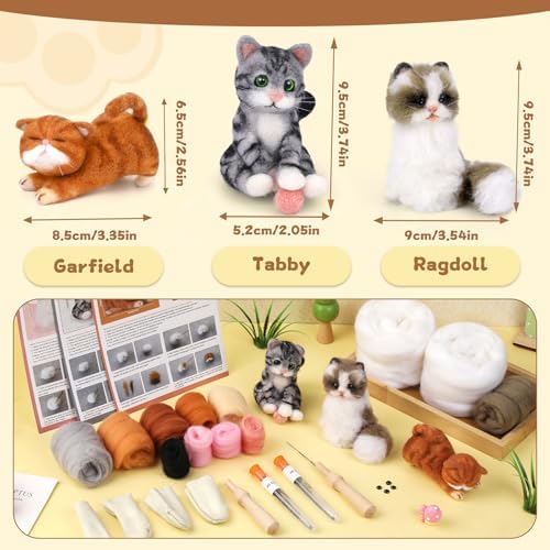 Mayboos Needle Felting Kit, 3 PCS Cat Animal Felting Kits for Beginners - Image 4