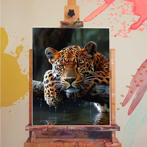 Animal Paint by Numbers Kit for Adults Leopard Paint by Numbers, DIY Acrylic Watercolor Oil Painting Kits for Adults Beginners with Brushes, Hobbies for Women for Home Wall Decor, Gifts 40x54 in 5-57 - Image 3