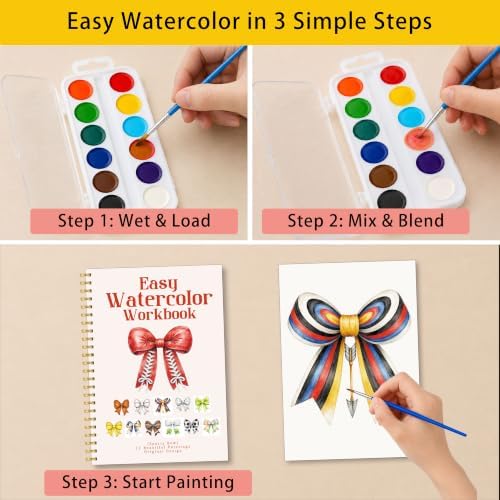 Sports Bow Watercolor Workbook, Athletic Painting Set with Palette Brush - Image 3