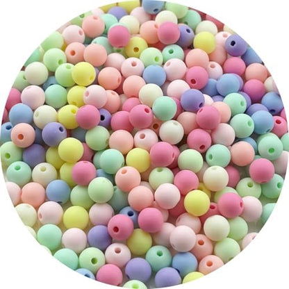 300pcs Acrylic Round Beads for Crafts 8mm Resin Candy Color Spacer Beads with Hole for Jewelry Making Sewing Crafts Decoration Necklaces Bracelets Earrings Supplies(Frosted Mix Colors) by Unknown