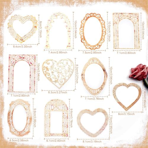 Anvin 30 Pcs Scrapbook Lace Paper Vintage Background Paper Cutouts, Frames, Flowers Heart Hollow Decorative Paper for Scrapbooking, Junk Journal, Art Journaling, Card Making, Planner, DIY - Image 2