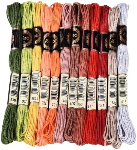 12 Skeins 105 Yards Multi Color Cross Stitch Thread for Bracelets by CABODYALS