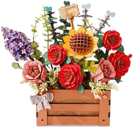 3D Wooden Flower Puzzle for Adults-Wooden Bloom Box, DIY Craft Model Kit Building Set, Botanical Decor Creative Gift for Lovers Nature Enthusiasts (658PCS) by Wowood