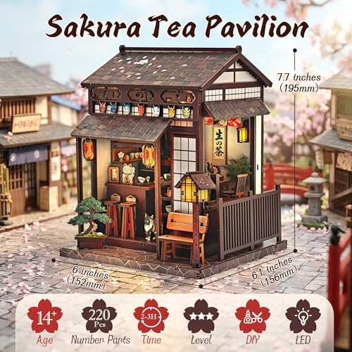 Book Nook Kit, Sakura Tea Pavilion 3D Wooden Puzzle DIY Gift - Image 2