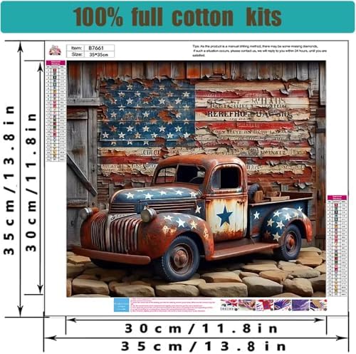 Tiwabb American Truck Flag Stamped Cross Stitch Kits for Adults Beginners - Image 4