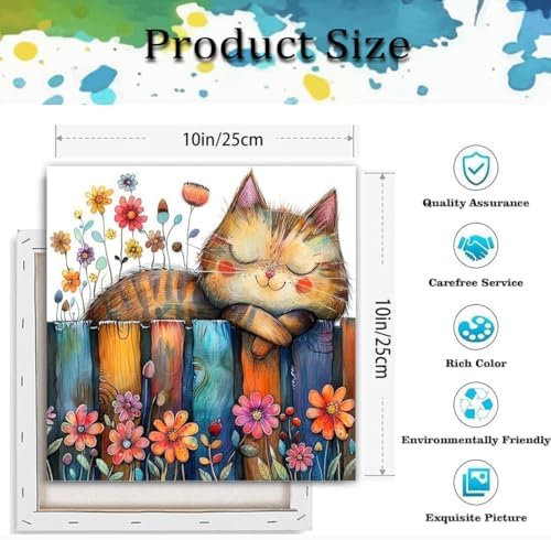 TCDZMYGS Cat Paint by Numbers Kit for Adults Beginner,Flowers Adult Paint by Number Kits on Canvas with Frame,DIY Acrylic Oil Painting by Numbers Kits for Home Wall Decor 10x10 inch - Image 5