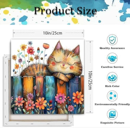 TCDZMYGS Cat Paint by Numbers Kit for Adults Beginner,Flowers Adult Paint by Number Kits on Canvas with Frame,DIY Acrylic Oil Painting by Numbers Kits for Home Wall Decor 10x10 inch - Image 5