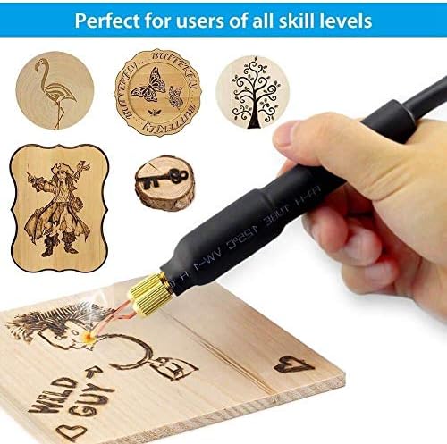 Wood Burning Kit Pyrography Machine 110V 60W Pyrography Wood Burner Detailer Woodburning Tool Set 20 Tips Two Pens Dual Port Pointer Display - Image 2