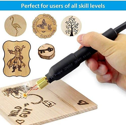 Wood Burning Kit Pyrography Machine 110V 60W Pyrography Wood Burner Detailer Woodburning Tool Set 20 Tips Two Pens Dual Port Pointer Display - Image 2