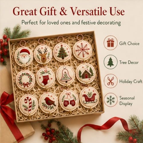 DIY Felt Christmas Ornament Kit,Hand Embroidery Christmas Ornaments kit - Image 7