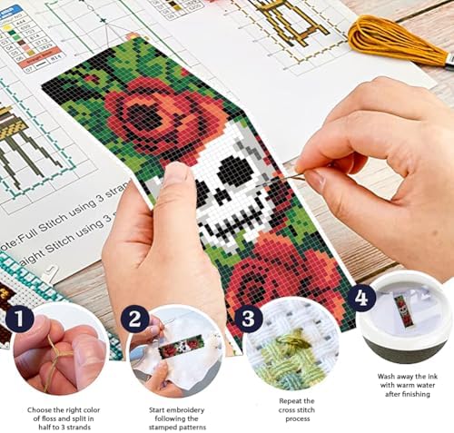 FREEBLOSS 6Pcs Cross Stitch Bookmark Kit Gothic 8x2.4'' 11CT - Image 4