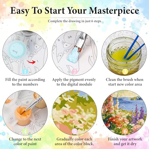 Dawnsphere Flowers Paint by Numbers Kit for Adults Without Frame 16x20 in - Image 6