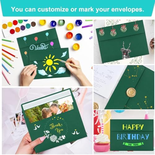 70 Packs of Invitation Envelopes, A2 Dark Green Postcard Envelopes for 4.5x5.5 Cards for Invitations, Self Seal for Photos RSVP, Greeting Cards - Image 5