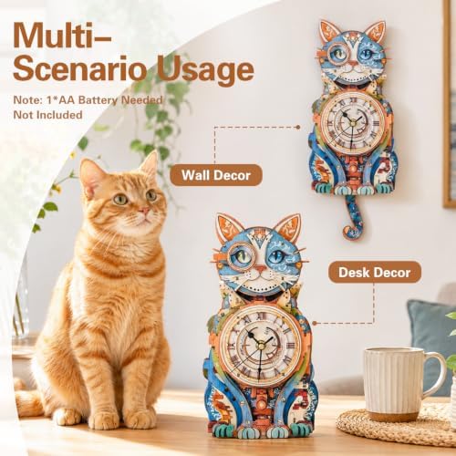 3D Puzzles for Adults, Cute Cat Clock 3D Wooden Puzzles Cat Puzzle Clock Kits for DIY Christmas Birthday Gift for Women Mom Men Home Decor Holiday - Image 6