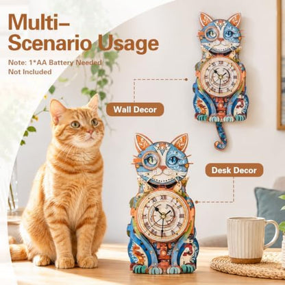 3D Puzzles for Adults, Cute Cat Clock 3D Wooden Puzzles Cat Puzzle Clock Kits for DIY Christmas Birthday Gift for Women Mom Men Home Decor Holiday - Image 6