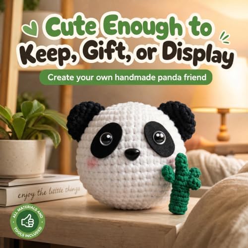 Bubbly Crochet Pom Pom the Panda Beginner Crochet Kit – DIY Plush with Custom Eyes & Bamboo Accent, Guided Tutorials & All-in-One Tools – Amigurumi Craft and Easy Arts - Image 5