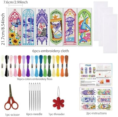 ORIGACH 6 Set Fairytale Castle Window Cross Stitch Bookmark Kit - Image 2