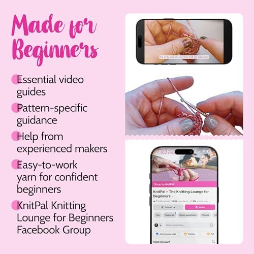 KnitPal Dishcloth Crochet Kit for Beginners (Cherry Red + Blush Pink) - Image 5