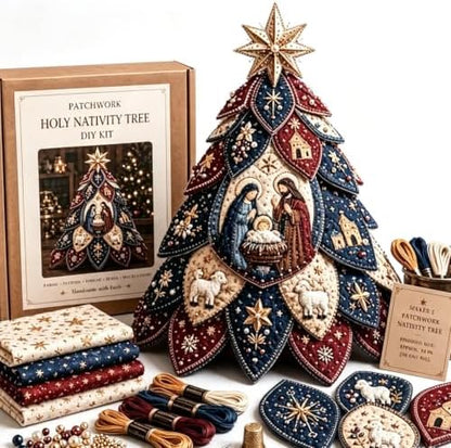 Beginner-Friendly Tree of Faith 3D Quilted Christmas Tree Sewing Kit, DIY Christmas Craft Kit with Fabric & Embroidery Details, Religious Holiday Decor for Adults Handmade Christmas Decoration，#E by Unknown