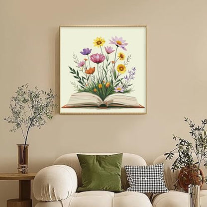 Framed Paint by Numbers Kit for Adults Beginners – Books and Flowers - Image 2