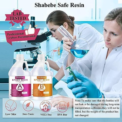 Shabebe Epoxy Resin, 1Gallon Epoxy Resin Crystal Clear, Not-Yellowing No-Bubble,Self Leveling Easy Pour/Mix 1:1 Casting Kit & Coating for DIY Jewelry Making, Art Resina Clear Crafts,Molds,River Tables - Image 3