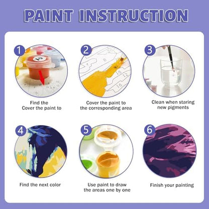 Framed Paint by Numbers Kit for Adults Beginner & Kids Ages 8-12, Abstract Horse Paint by Numbers Kits on Canvas, without Easel, DIY Acrylic Number Painting for Adults for Home Decor Gift 8 x 12 Inch - Image 6