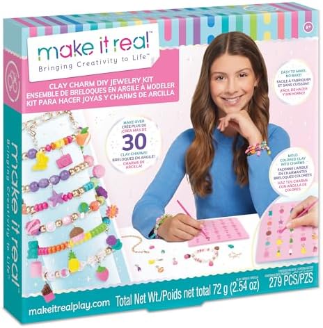 Make It Real:Clay Charm DIY Jewelry Kit - Make 30+ Clay No Bake Charms to Attach to Your Chain, Arts & Crafts, Girls & Kids Ages 8+ by MakeItReal