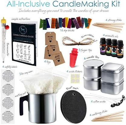 Hearth & Harbor Organic Soy Candle Making Kit for Adults, DIY Crafts, Complete Candle Making Supplies Include Natural Soy Wax, Tins, Wicks & More – Gift Idea, Perfect Home Decor – 2 Lbs - Image 2