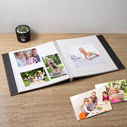 Large Photo Album Scrapbook – Holds 4x6, 8x10 Pictures – Self-Adhesive Pages for Baby, Wedding, Travel & Family Memories | Includes Metallic Pen & Scraper/Brown Large DIY Memory Book for Gifts - Image 3