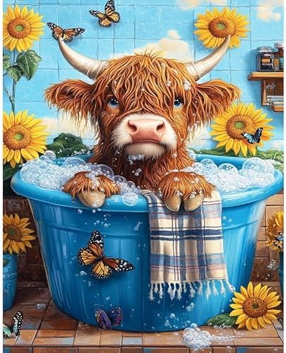 Ycydilirab Cow Paint by Numbers Kit for Adults - Cow Paint by Number Adult,Canvas Paint by Numbers for Adults Wall Art Decor 16×20 Inch by Ycydilirab