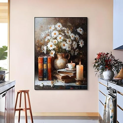 OJTOYART Daisies Paint by Numbers Kit for Adults, vase Adult Painting by Numbers for Beginner on Canvas, DIY Hand Painted Oil Paintings for Home Wall Decor 16 X 20 inch - Image 3